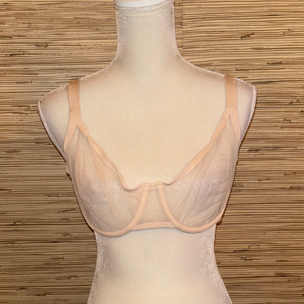 Etam European brand Elegant Sheer Blush Underwire Bra size equals 38D like new